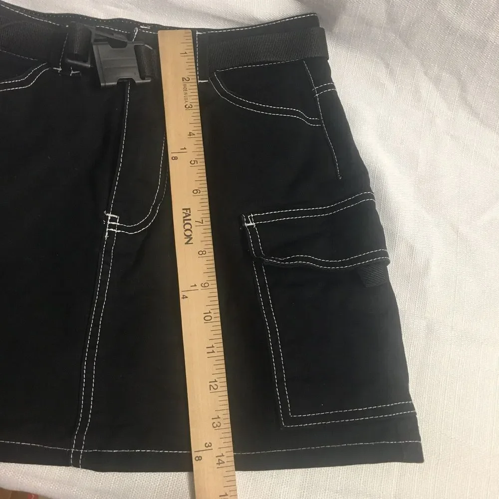 Nasty Gal Skirt 6 Womens‎ Black Cargo Mini Casual White Stitching Fashion skirt